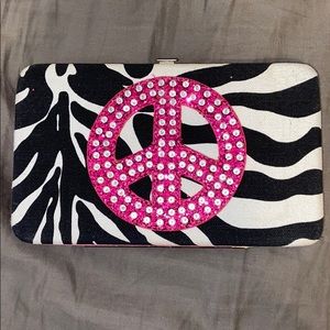 Zebra peace sign clutch